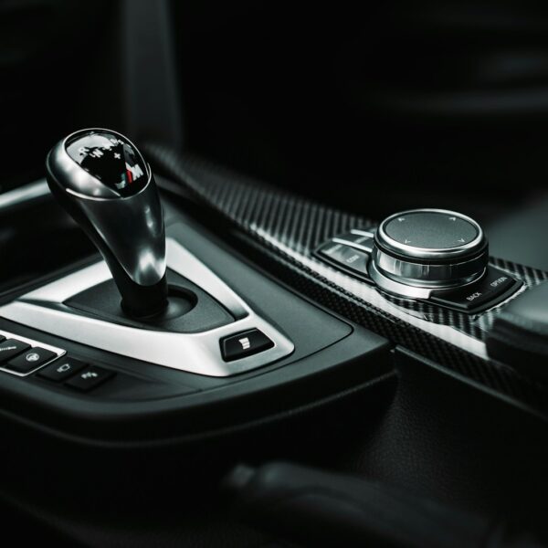 black and silver gear shift lever